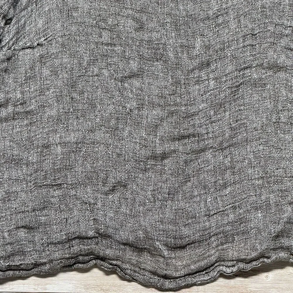 J Jill Purejill Linen Gray White Blouse Shirt Womens 1X 100% Linen Short Sleeve